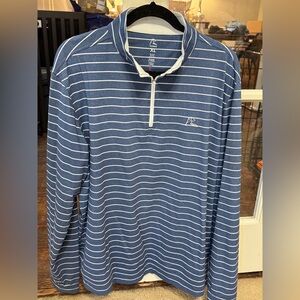 Rhoback Navy and White Striped Quarter-Zip